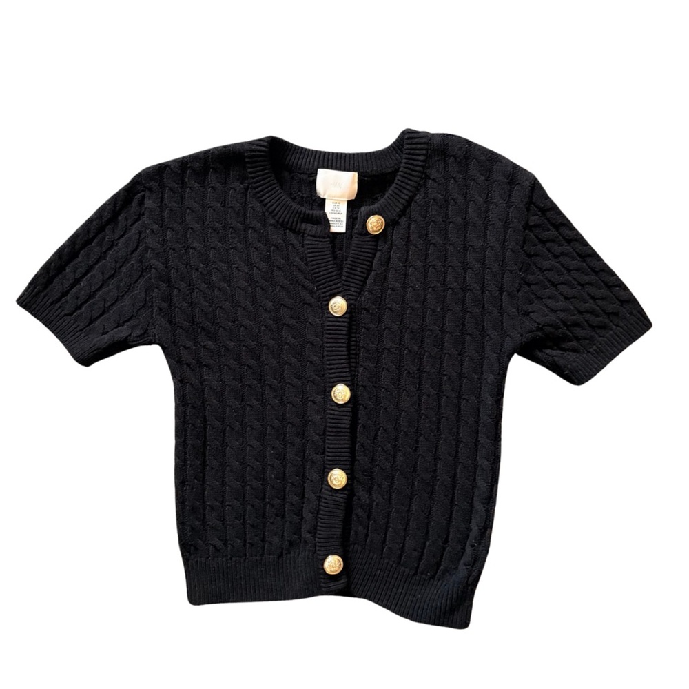 H&M Cable Knit Cardigan With Gold Buttons XXS